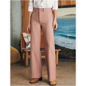 Faherty Harbor Stretch Terry Wide Leg Pants Women's Size 24 Wood Rose Mauve Pink